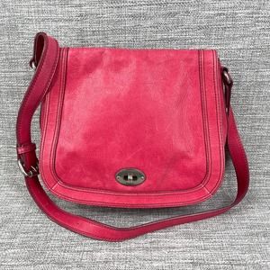 Fossil Marlow Flap Flamingo Pink Crossbody Leather Saddle Bag